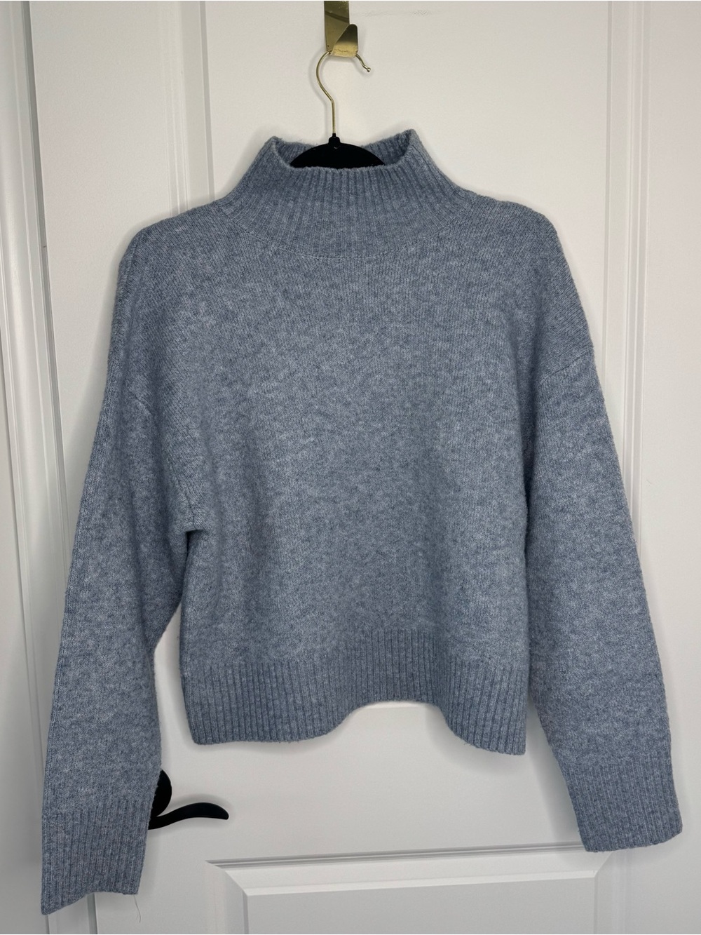 For The Republic Blue grey Mock Neck Sweater medium